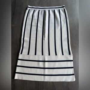Banana Republic Navy and White Striped Midi Skirt